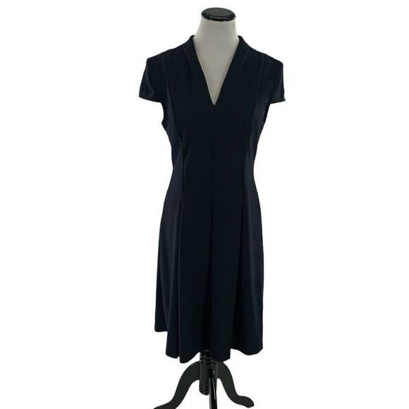 Sandra Darren Womens Sz 8 Sheath Stretch Pleated Capped Sleeves Casual Dress NEW - Picture 1 of 9